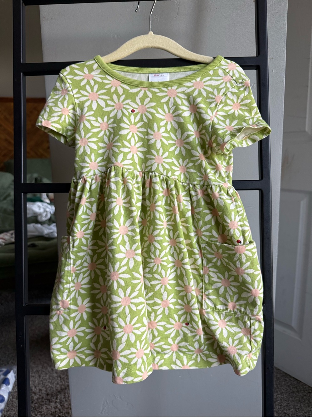 Hanna Andersson Green Daisy Floral Twirl Pocket Dress Girls 3T